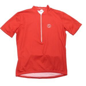 Vtg Schwinn Bicycles Cycling Shirt Red Moisture Wick 1/2 Zip w/ Back Pockets USA